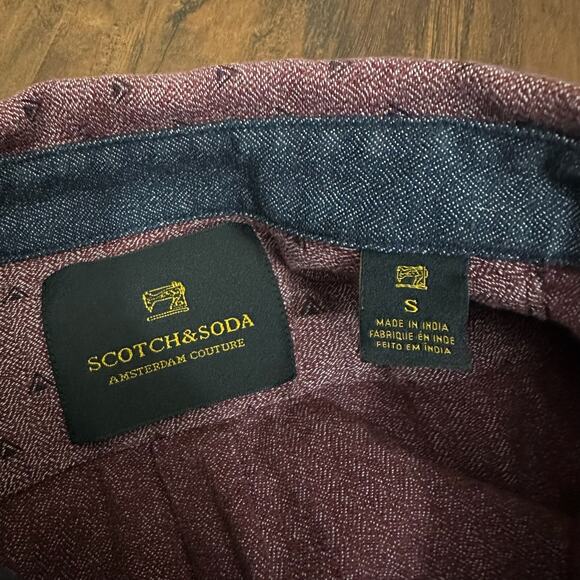 SCOTCH & SODA Button Down Shirt Dusty Mauve Geometric LS Preppy Office - Picture 6 of 10